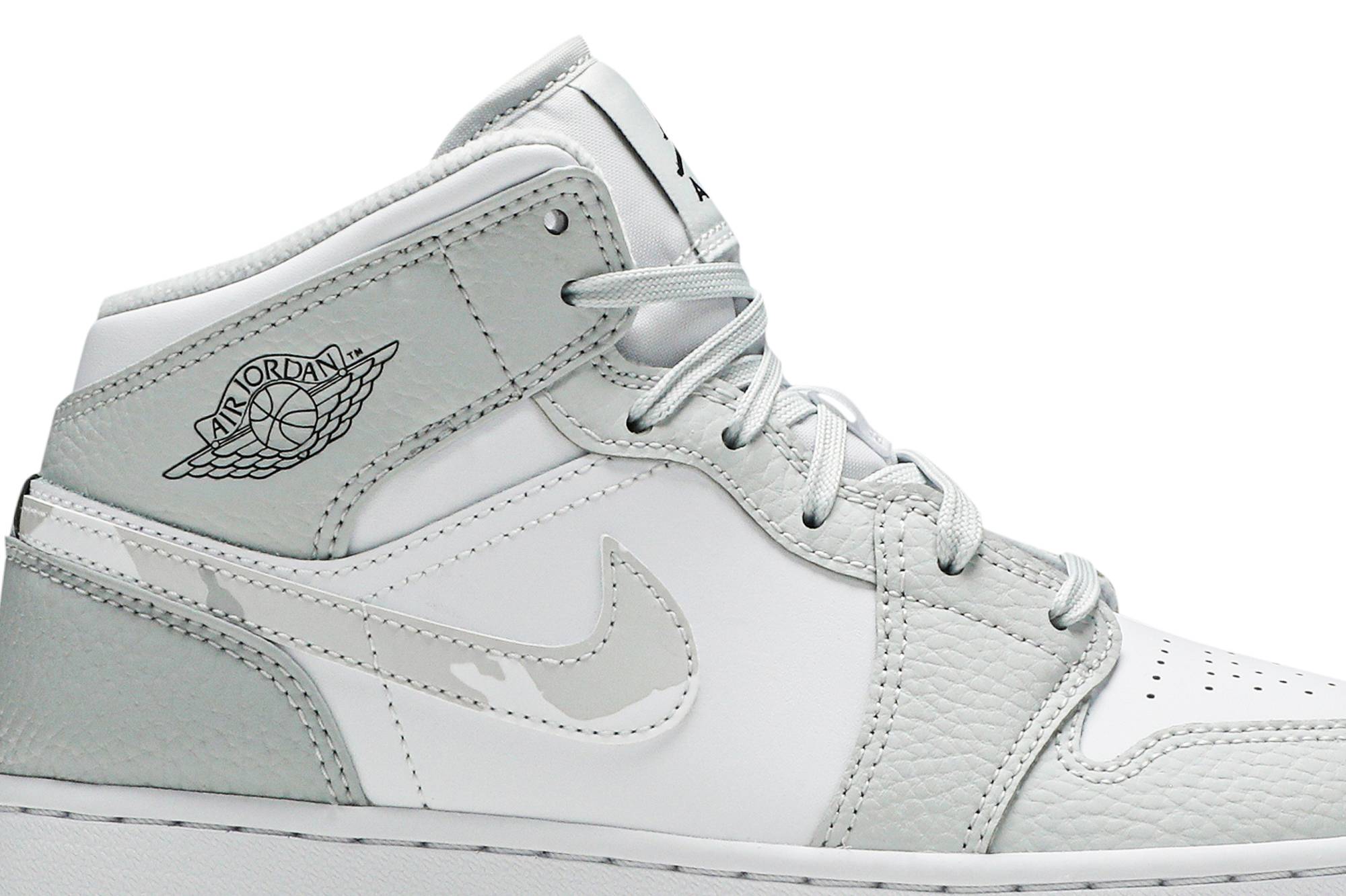 (Grade School) Air Jordan 1 Mid SE 'Swoosh Logo - Grey Camo' DD3235-100-5