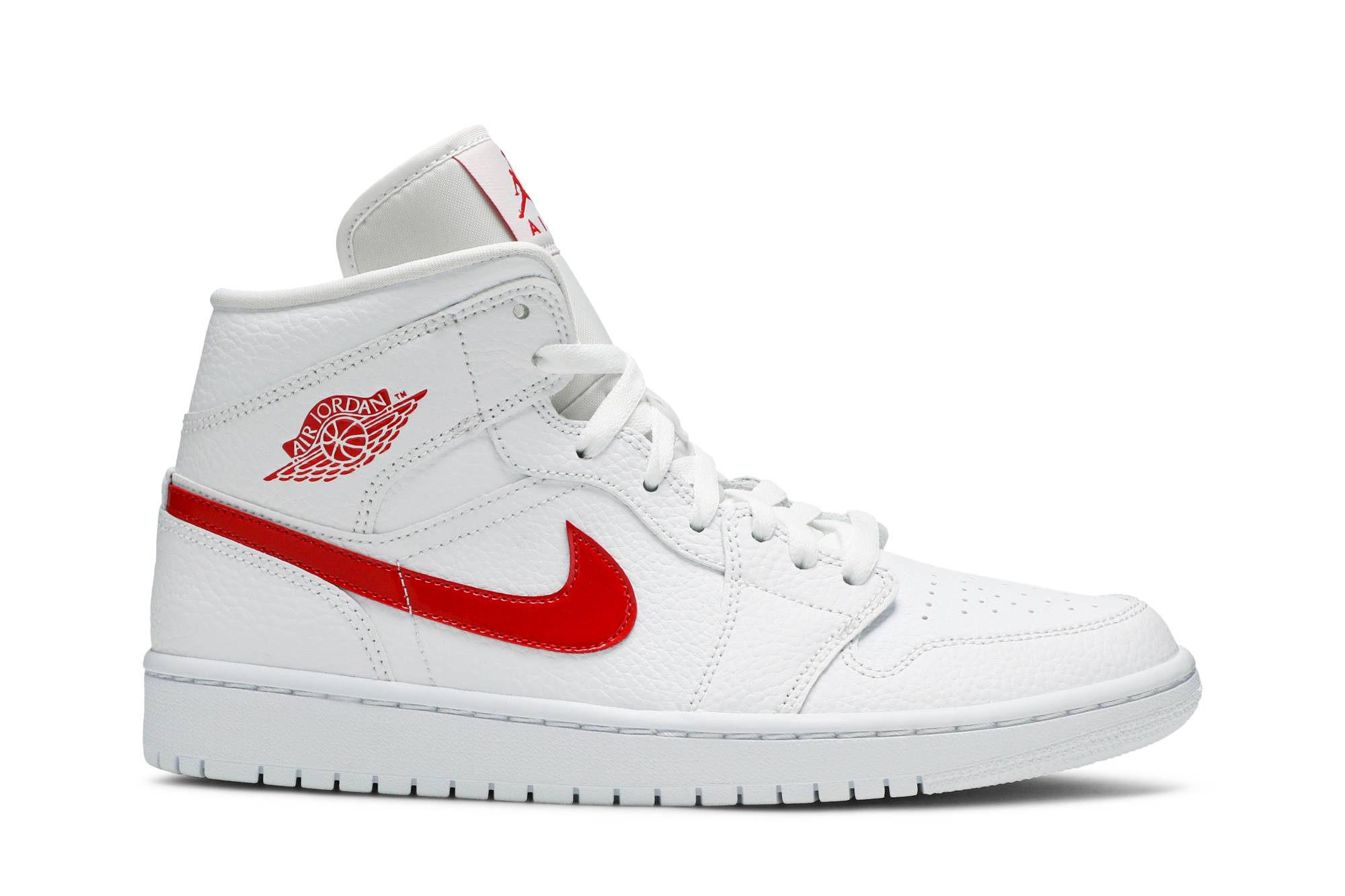 (Women) Air Jordan 1 Mid 'White University Red' BQ6472-106-8